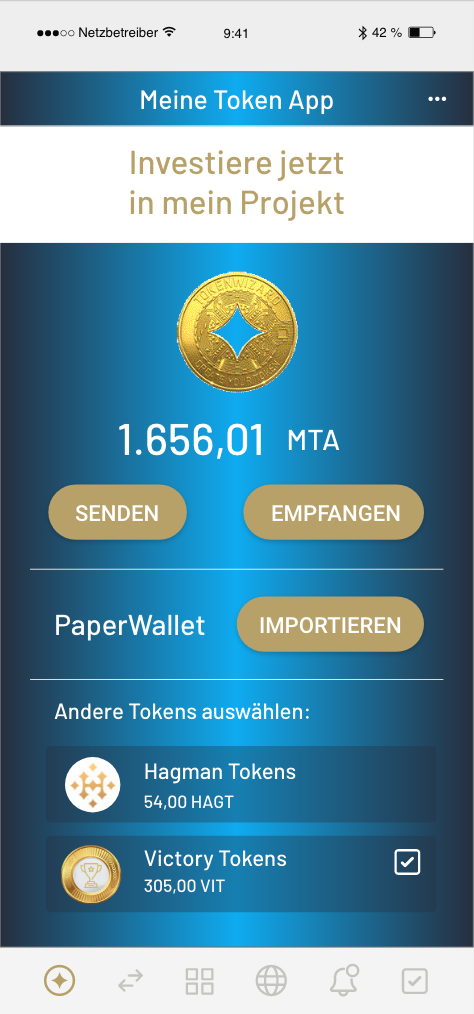 Token App für Tokenisierungskunden Investoren